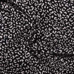 Leopard Print Viscose Poplin Fabric A603-4 Black 145cm - £2.25 per metre