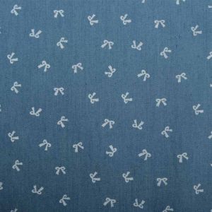 Bow Print Denim Fabric BC031-2 Mid Blue 145cm - £3.50 per metre