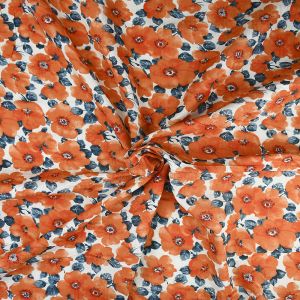 Bloom Tumbled Cotton Fabric 7295-1 Tangerine 145cm - £2.55 Per Metre