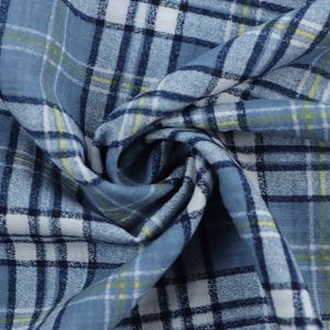 Happy Check Tumbled Cotton Fabric B111-1 Grey Blue 145cm - £2.55 Per Metre