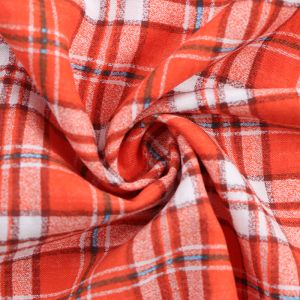 Happy Check Tumbled Cotton Fabric B111 Blood Orange 145cm - £2.55 Per Metre