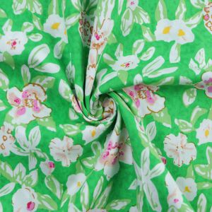 Garden Cotton Poplin Fabric D2231-3 Green 145cm - £2.75 Per Metre