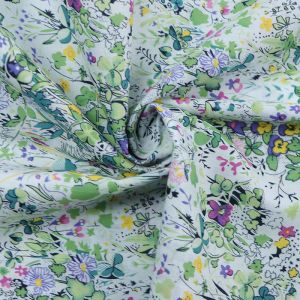 Woodland Cotton Lawn Fabric C9019-2 Green 145cm - £2.95 Per Metre