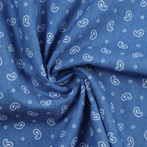 Mini Paisley Chambray Fabric BC162-2 Light Blue 145cm - £3.95 Per Metre