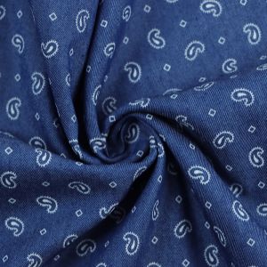 Mini Paisley Chambray Fabric BC162-3 Mid Blue 145cm - £3.95 Per Metre