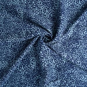 Floral Star Print Viscose Poplin Fabric A595-1 Blue 145cm - £2.25 per metre